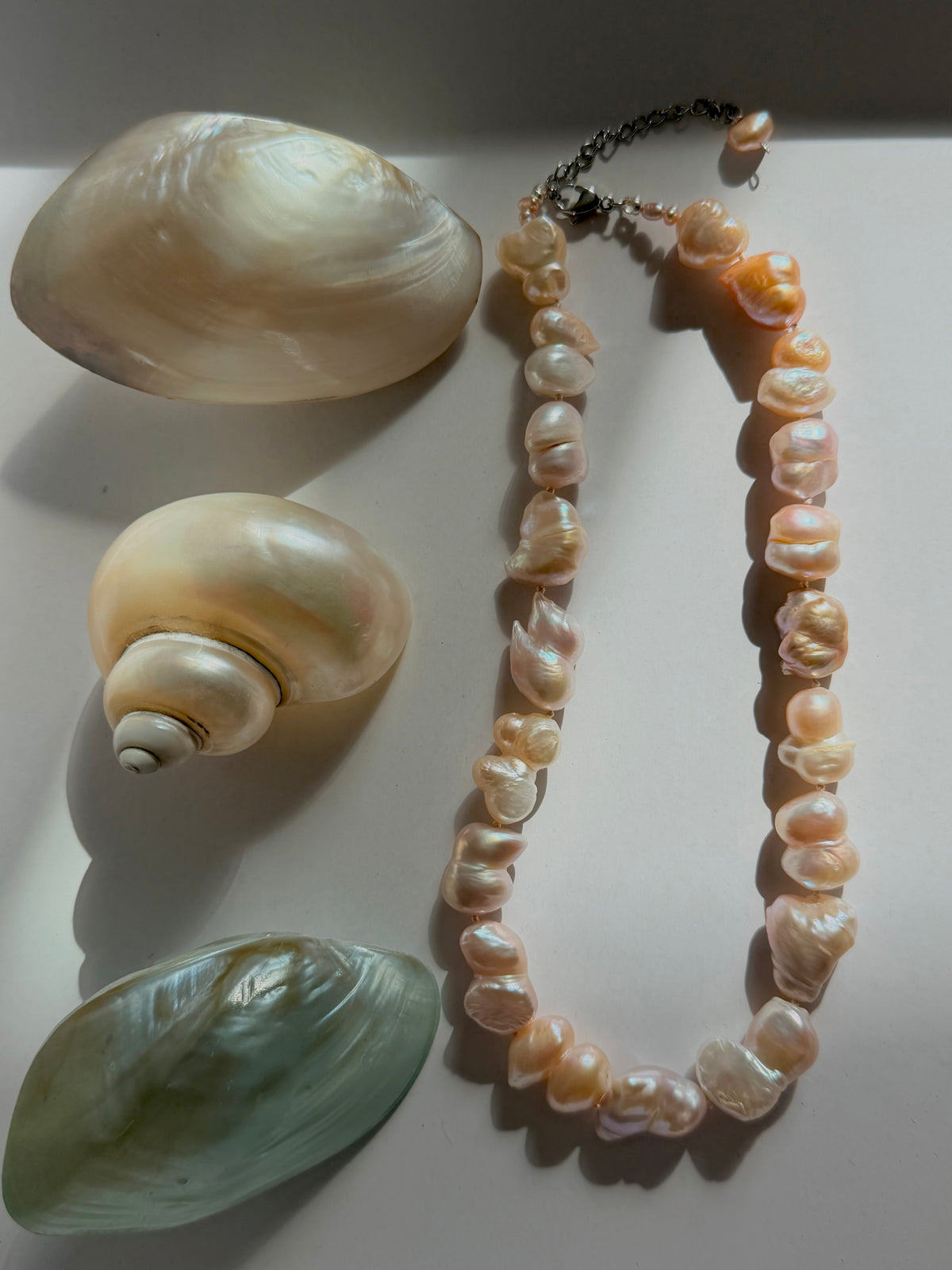 Blush Baroque Pearl Necklace | Hand-Knotted Freshwater Pearls