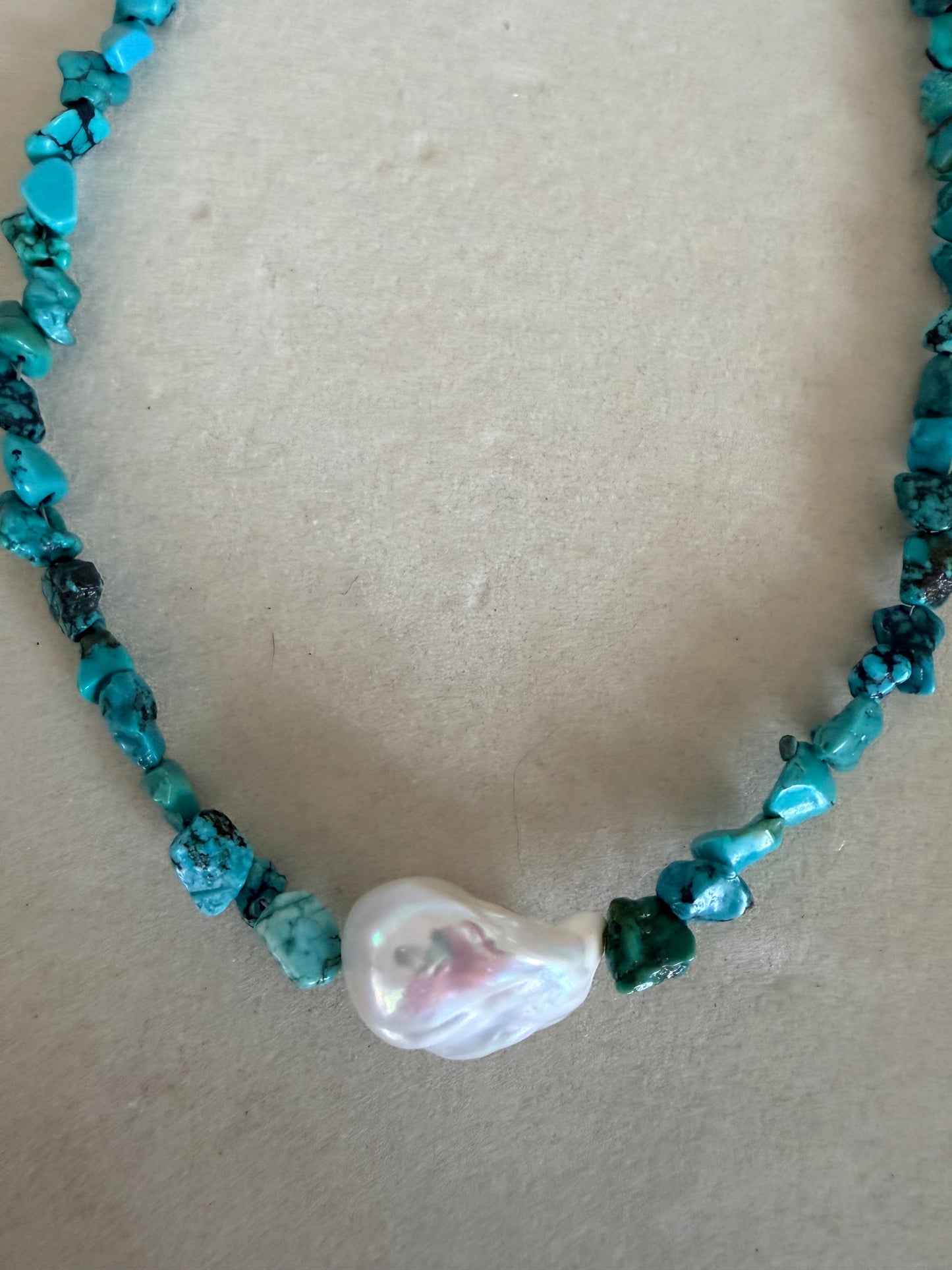 Drift No. 1 Baroque Pearl & Turquoise Necklace