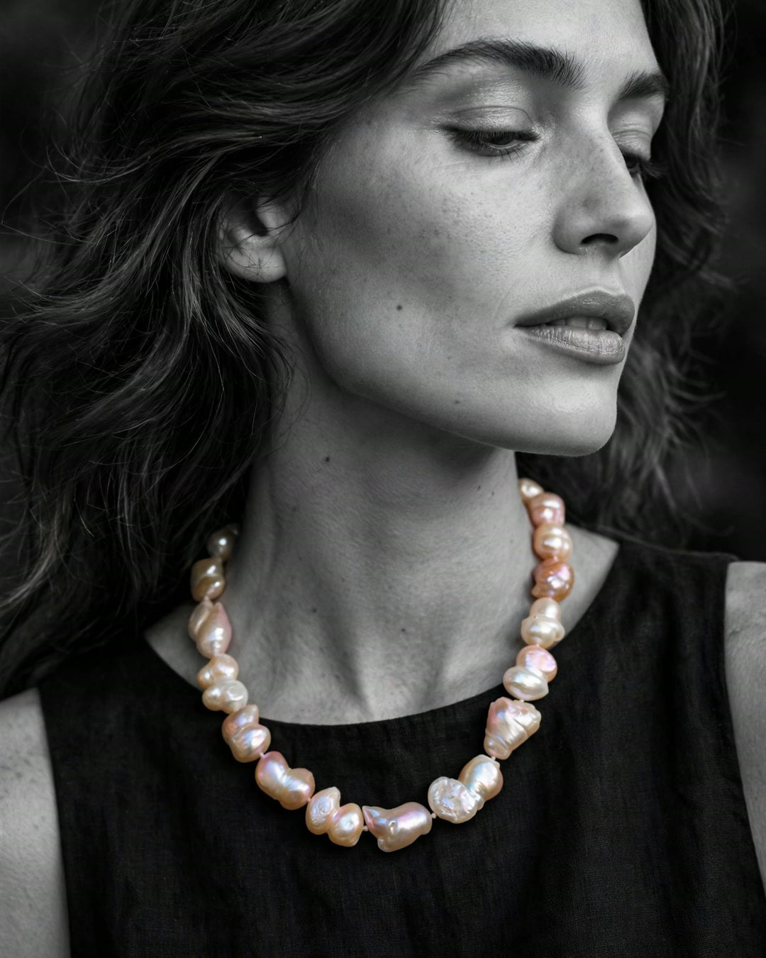 Blush Baroque Pearl Necklace | Hand-Knotted Freshwater Pearls